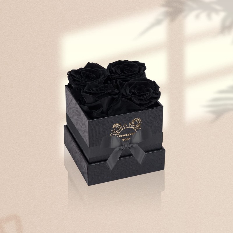 UFOREVER ROSES 4-Piece Preserved Roses in a Box, Preserved Flowers,