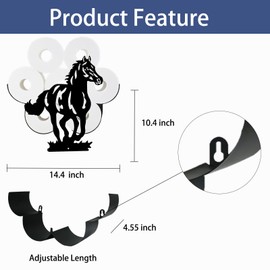 Western Horse Toilet Tissue Holder,Animal Paper Holders,Decorative Metal Papers Holder,Funny Toilet Animal Storage for Bathrooms,Bathroom Paper Organizer for Extra 8 Rolls Wall Mounted Art Decor