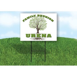 URENA FAMILY REUNION GR TREE 18 in x 24 in Yard Sign Road Sign with Stand, Single Sided