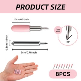 Yowfond Pack of 8 Replacement Blades for Cutting Plotter, Precise Cutting Blades with 30 Degree Fine Tip, Ideal for Paper, Vinyl, Fabrics and Film, Compatible with Cricut Joy