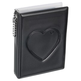 QUARKZMAN 3 Inch Mini Photo Album, Kpop Love Heart Hollow Photocard Binder Album, Mini Photo Card Book Holder with 32 Photos to Collect Pictures, Black
