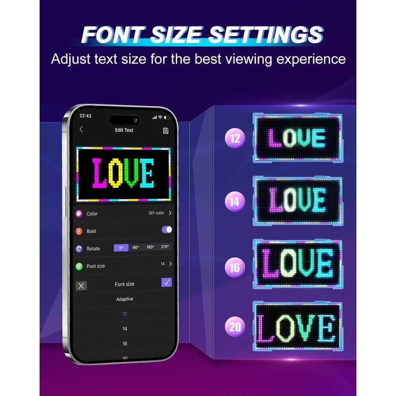 JDVOOTD Upgrade Multifunctional Bright Led Sign - 15” x 4”