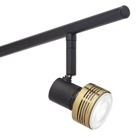 Pro Track 4-Light Heads LED Ceiling Track Light Fixture Kit GU10 Dimmable Flexible Directional Black Gold Metal Modern Kitchen Bathroom Dining Room House Home Decor Hallway Bedroom 43 1/2" Wide
