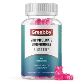 Zinc Gummies - Zinc Picolinate 50mg, Sugar Free, Highly Absorbable Zinc Picolinate Supplement for Kids & Adults, Support Growth, Immune Function, Skin Health, 60 Gummies