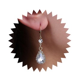 Aneneiceera Vintage Crystal Teardrop Earrings Oval Crystal Chandelier Dangle Earrings Gold Teardrop Rhinestone Earrings Cz Huggie Hoop Earrings Jewelry for Women and Girls