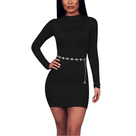 Glamorstar Chain Belt for Women Rhinestone Crystal Waist Belts for Dress Gift Plus Size Silver 135CM/53.1IN