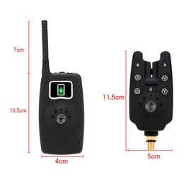 YIWENG Bite Alarm, Water Resistant Wireless LED Fishing Bite Alarm Digital Screen Receiver Set + Case, Black