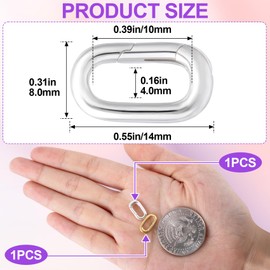 Pndeyo 2pcs Oval Pendant Clasp for Necklace Making, Brass Jewelry Connector Fastener, Lobster Spring Clasp for Keychains Purse Handbag Strap Necklace Bracelet Jewelry Making-Gold & Silver