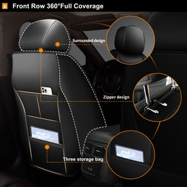 AOMSAZTO Seat Covers Custom Fit for Dodge Charger 2006-2024: Waterproof Leather Car Seat Cover for Charger R/T SRT SXT Comfortable Breathable (Black-2PCS Front Seat)