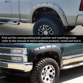 G-PLUS Front Rear Fender Hardware Kit Compatible With Chevy Universal Pocket/Rivet Style Fender Flares Screw/Bolt Hardware