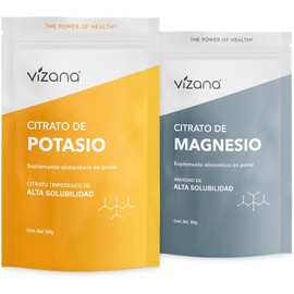 VIZANA NUTRITION Citratos de Magnesio y Potasio en Polvo 200g, (Pack-2 Bolsas de 100gr), Origen Citrato: Alemania