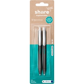 share Ballpoint Pen Set of 2 - Ballpoint Pen Set Donates a Lesson for a School Child - Eco Retractable Ballpoint Pen - Blue Font, 1 Piece (Pack of 2)