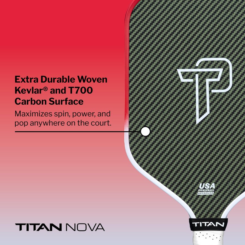 Titan Nova 14L Pickleball Paddle, Fire Cloud