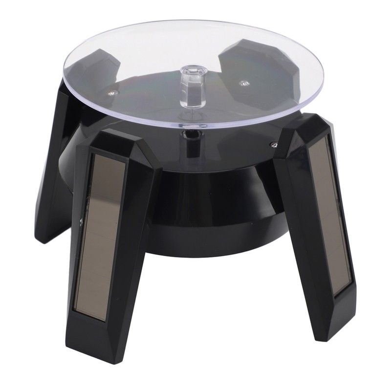 LED Jewelry Display Turntable Solar Powered Rotating Stand Blue Led