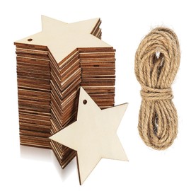 Pack of 40 Christmas Wooden Stars for Crafts, Wooden Pendants Christmas for Painting, Christmas Tree Decorations Wood, Christmas Tree Decorations for Christmas Decoration, Christmas Decoration for