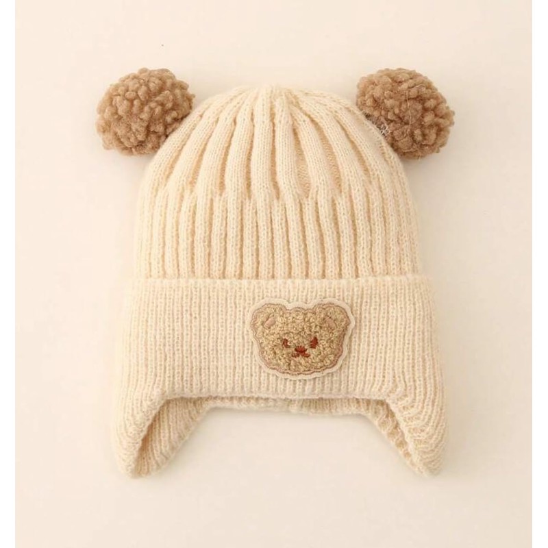 J.B.things Knit Baby Hat Winter Earmuffs Infant Knit Hat, Embroidered