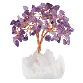Mookaitedecor Amethyst Crystal Tree with electroplated colourful quartz base and wrapping with copper wire, beautiful symbol for wealth and happiness, family office decoration