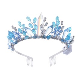 IYOU Light Up Wedding Crown Blue Crystal Led Headband Tiara Flash Rhinestone Bridal Costume Hair Accessories for Women