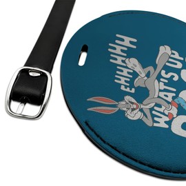 Bugs Bunny What's Up Doc? Round Leather Luggage Card Suitcase Carry-On ID Tag