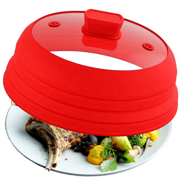 Microwave Splatter Cover Glass Cover Splatter Guard Lid with Collapsible