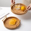 Hand Woven Round Rattan Serving Tray Bread Fruit Dessert Snack