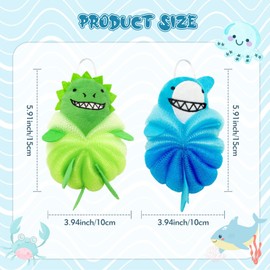 2Pcs Kids Sponges for Bathing, Baby Sponge with Cute Cartoon Design, Body Sponges for Children and Adults Shower Washing Exfoliating