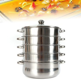 Steamer Pot,5-Tier Multipurpose Stainless Steel Stockpot Steamer Cookware with Glass Lid and Handles, Kitchen Cooker Vegetable Steamer Pot for Gas Stoves Induction Cookers Electric Furnaces (11.02 Inch)