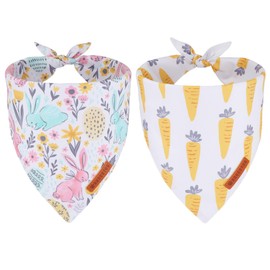 ADOGGYGO Easter Dog Bandana, Carrot Rabbit Easter Egg Dog Scarf, Premium Durable Fabric, Dog Easter Bandanas for Small Dogs Pets (Small, Easter)