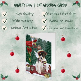 Merry Christmas Woodland Sled Rat Terrier Dog Greeting Cards - Adorable Pets Invitation Cards with Envelopes - Pet Artwork Christmas Greeting Cards GCD69539 (50 Greeting Cards)
