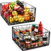 TOPZEA 2 Pack Black Metal Food Storage Basket for Pantry