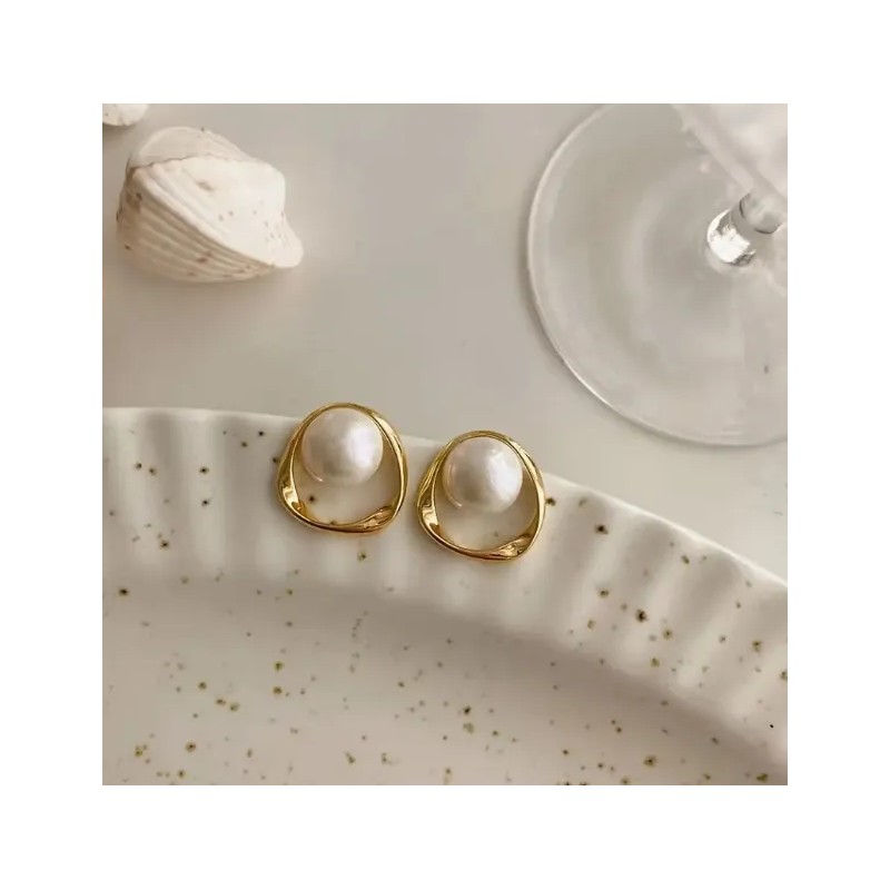 2 Par Elegante Estilo Vintage Pendientes De Perlas