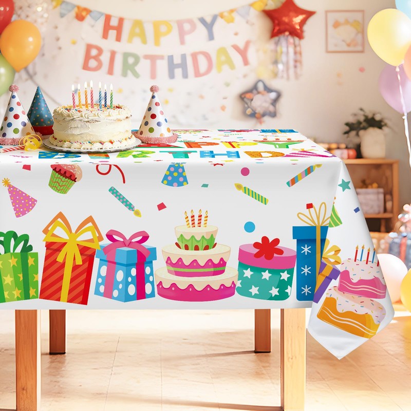 Birthday Gifts Cakes Washable Rectangle Table Cloth 60x120inch