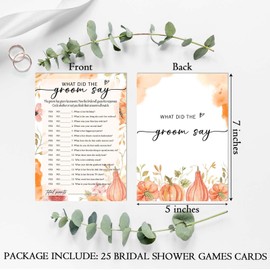 Beshoul Thanksgiving Bridal Shower Games, Fall Pumpkin What Did The Groom Say Game, 25 Elegant Wedding Cards for New Couples Party Engagement Bachelorette - C02