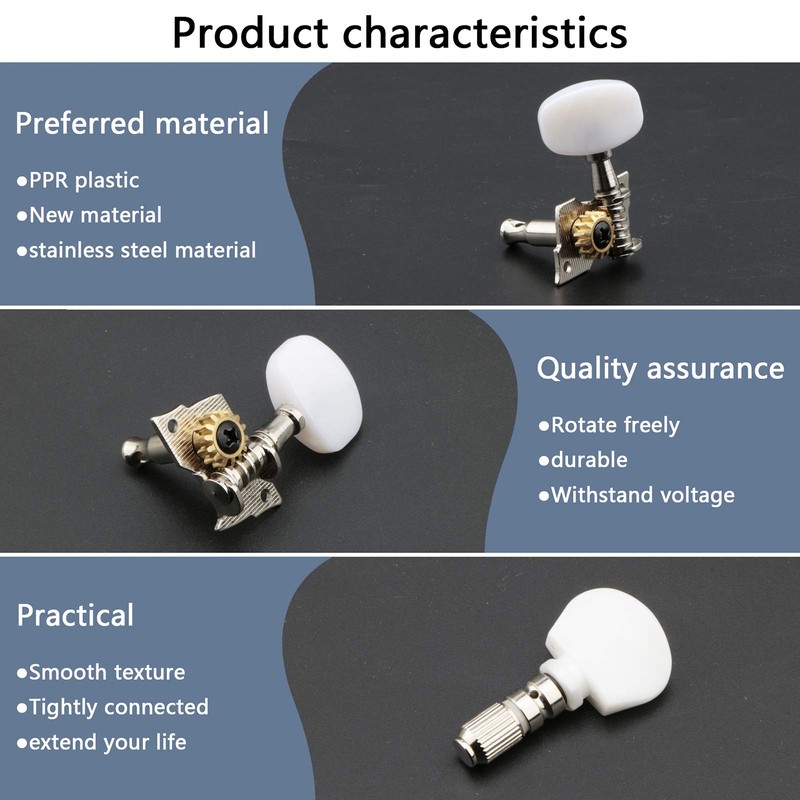 5PCS Semiclosed Banjo Celluloid Machine Head Tuning Pegs Tuner Chrome