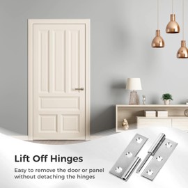 Lnrueg 6pcs Lift Off Hinges, 2.95''Stainless Steel Door Hinges Removable Slip Joint Flag Hinges Rust-Resistant Detachable Hinge with 36 Screws for Doors, Windows, Cabinets, Chicken Coops
