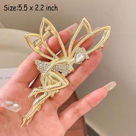 2 Pcs Metal Elf Claw Clips With Rhinestones Angel Crystal Hair Clips Gold and Silver Rhinestone Pixie Hair Accessory Unique Claw Clips for Thick Hair