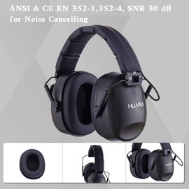HUARUI Electronics Noise Cancelling Ear Muffs， Electronics Sound Amplification Shooting Ear Protection, Shooters Hearing Protection Ear Muffs, NRR 26dB Ear Defenders for Shooting and Hunting (Black)