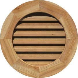 Ekena Millwork GVWRO14X1401RFUWR Round Gable Vent Gable Vent, 14"W x 14" (19"W x 19"H Frame Size), Western Red Cedar, Unfinished