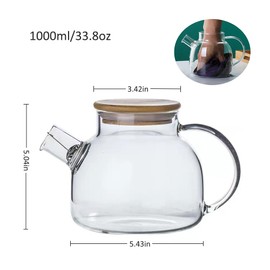 Hwagui - Glass Teapot with Infuser for Loose Tea and Blooming Tea, Heat Resistant Glass Teapot and Kettle for Stovetop, Perfect Tea Maker, 1000ml/33oz