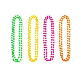 Ticome Neon Jewellery 4PCS Fancy Dress 80's Retro Beaded Neckllace Chain Jewelry Set Plastic Colorful Cosplay Festivals Ball Party Night Club Accessories for Women