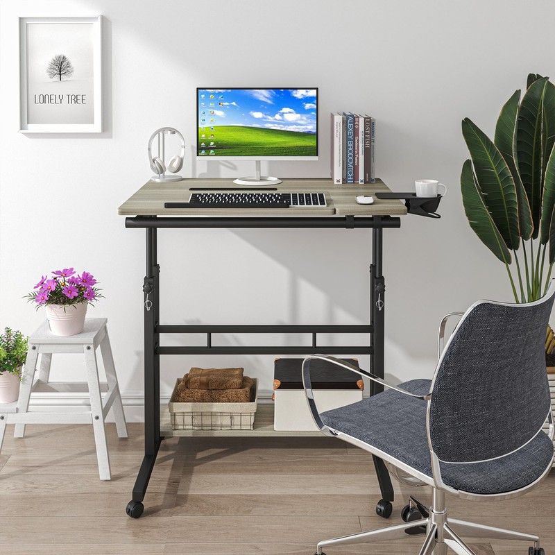 Panta Mobile Standing Desk, Adjustable Rolling Computer Desk with 3