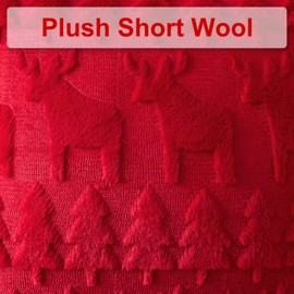 Artscope Set of 2 Xmas Soft Plush Short Wool Velvet Decorative Cushion Covers Square Luxury Style Throw Pillow Covers Pillow Shell for Sofa Bedroom Christmas Tree and Elk Red, 30x50cm