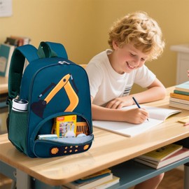 Mochila para niños y niñas, juego de librería preescolar de jardín de infantes con lonchera bolsa escolar para niños pequeños, A-Excavator Constructi 2, Pequeño, Lindo