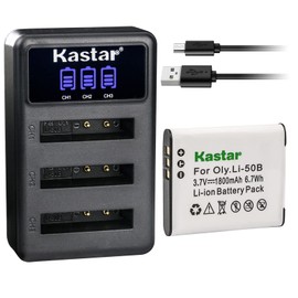 Kastar 1 Pack Battery and LCD Triple USB Charger Compatible with Olympus Stylus 1030SW, Stylus 9000, Stylus 9010, SZ-10, SZ-11, SZ-12, SZ-14, SZ-15, SZ-16, SZ-20, SZ-25MR, SZ-30MR, SZ-31MR his