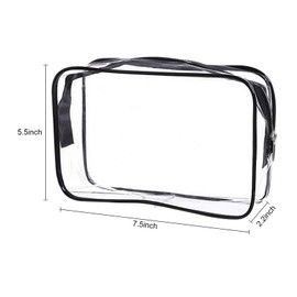 Clear Toiletry Bag Quart Size Bag Travel Makeup Cosmetic Bag PVC Toiletries Cosmetic Pouch for Women Men 3PCS (S)