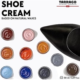 Tarrago Shoe Cream - Professional Shoe Polish with Carnauba Wax to Re-Color and Polish - Smooth Leather Shoes and Boots- Over 100 Colors - 50 Ml/ 1.7Fl. Oz - Black #18