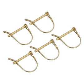 sourcing map 5Pcs Shaft Locking Pin w Ear, 1/4" x 2-3/16" Trailer Coupler Pin, Round Pto Pin for Boat Kayak Canoe Trailer Tractor Trolley, Gold