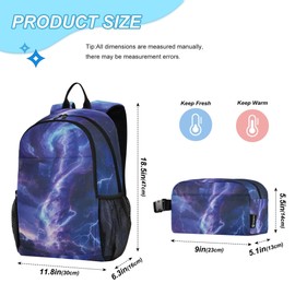 Jucciaco Blue Lightning Tornado Backpack with Lunch Bag, School Travel Backpack for Teens Boys Girls Backpacks Set
