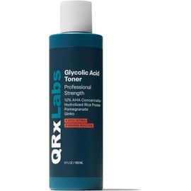 QRxLabs Tónico De Ácido Glicólico: Solución Exfoliante Antiedad Para El Rostro Con Ácido Glicólico 10% De Aha Hamamelis Proteína De Arroz Hidrolizada Extracto De Granada Y Ginkgo Biloba