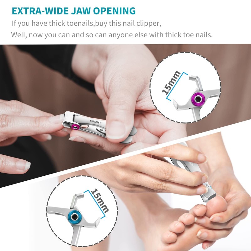 SZQHT Extra Wide Jaw Opening Nail Clippers for Thick Nails